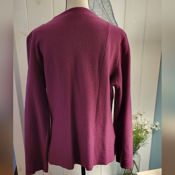 Kate Hill 100% Wool Scalloped Mauve Front Blazer Size XL - Picture 4 of 10